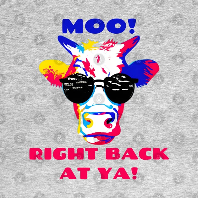 Moo Right Back At Ya! Pop Art Cool Cow Wearing Sunglasses by Chance Two Designs